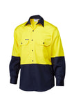 7WM445 SHIRT L/SLEEVE MASTER  HI VIS D 2 TONE 190GSM COTTON DRILL
