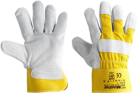 5LC239 GLOVE SAFETY MASTER STEEL FX LEATHER YELLOW CANVAS BACK LARGE