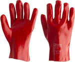 5P328 GLOVE SAFETY MASTER PVC SINGLE DIPPED FULLY COATED COTTON LINER 27CM RED