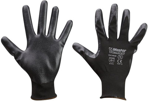 5NC8830 GLOVE SAFETY MASTER TROJAN NITRILE COATED PALM NYLON LINER