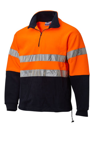 7WFT033 WINDCHEATER L/SLEEVE MASTER HI VIS D/N 2 TONE TAPED 300GSM POLAR FLEECE