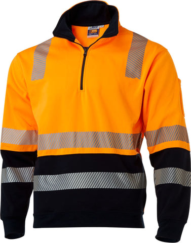 7WFT035 WINDCHEATER L/SLEEVE MASTER 'VIC RAIL' HI VIS D/N 2 TONE TAPED 300GSM COTTON JERSEY
