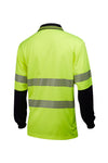 7WPT055 POLO L/SLEEVE MASTER HI VIS D/N SEGMENTED TAPED 170GSM MICROMESH