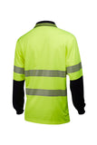 7WPT055 POLO L/SLEEVE MASTER HI VIS D/N SEGMENTED TAPED 170GSM MICROMESH