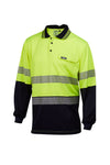 7WPT055 POLO L/SLEEVE MASTER HI VIS D/N SEGMENTED TAPED 170GSM MICROMESH