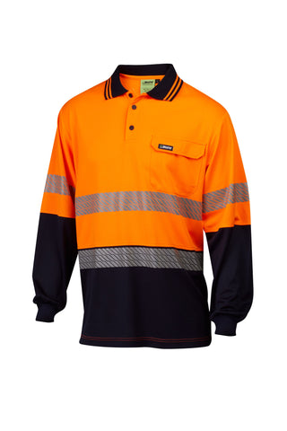 7WPT055 POLO L/SLEEVE MASTER HI VIS D/N SEGMENTED TAPED 170GSM MICROMESH