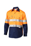 7WM410 SHIRT L/SLEEVE MASTER  HI VIS D/N 2 TONE 190GSM COTTON DRILL