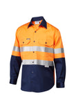 7WM410 SHIRT L/SLEEVE MASTER  HI VIS D/N 2 TONE 190GSM COTTON DRILL