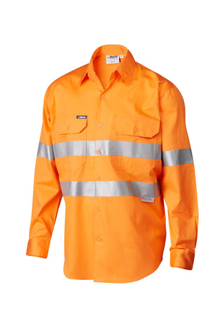 7WM419 SHIRT L/SLEEVE MASTER  HI VIS D/N 3M TAPED 155GSM COTTON DRILL