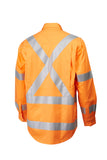 7WM421 SHIRT L/SLEEVE MASTER  HI VIS D/N NSW RAIL 3M TAPED 155GSM COTTON DRILL
