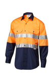 7WM625 SHIRT WOMENS L/SLEEVE MASTER HI VIS D/N 3M TAPED 2 TONE 155GSM COTTON DRILL VENTED