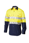 7WM425 SHIRT L/SLEEVE MASTER  HI VIS D/N 3M TAPED 2 TONE 155GSM COTTON DRILL VENTED