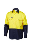 7WM435 SHIRT L/SLEEVE MASTER  HI VIS D 2 TONE 155GSM COTTON DRILL VENTED