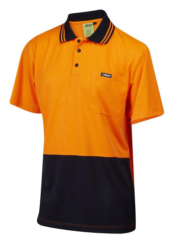 7WP060 POLO S/SLEEVE MASTER HI VIS 2 TONE 185GSM POLYESTER/COTTON BACK