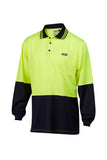 7WP055 POLO L/SLEEVE MASTER HI VIS  2 TONE MICROMESH W/POCKET