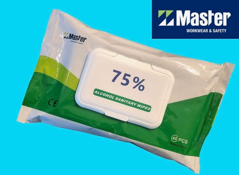 9W200 Wipes General Purpose - Master  Alcohol wipes 75% Alcohol,  - 40 sheets per pack